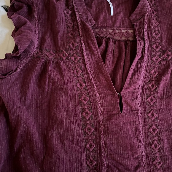 Women's Ruffled Maroon Dress - Picture 3 of 5